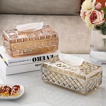 Glass Crystal tissue box ornaments new Chinese light luxury ins Wind household living room coffee table creative table drawing paper box