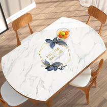 Oval table mat tablecloth Nordic pvc waterproof and oil-proof wash-in household Marble soft glass anti-hot tablecloth