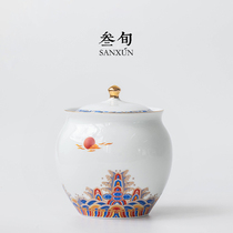 Thirty-year sea water river cliff tea tank sealing tank ceramic Puer storage tea jar large household moisture-proof tea warehouse