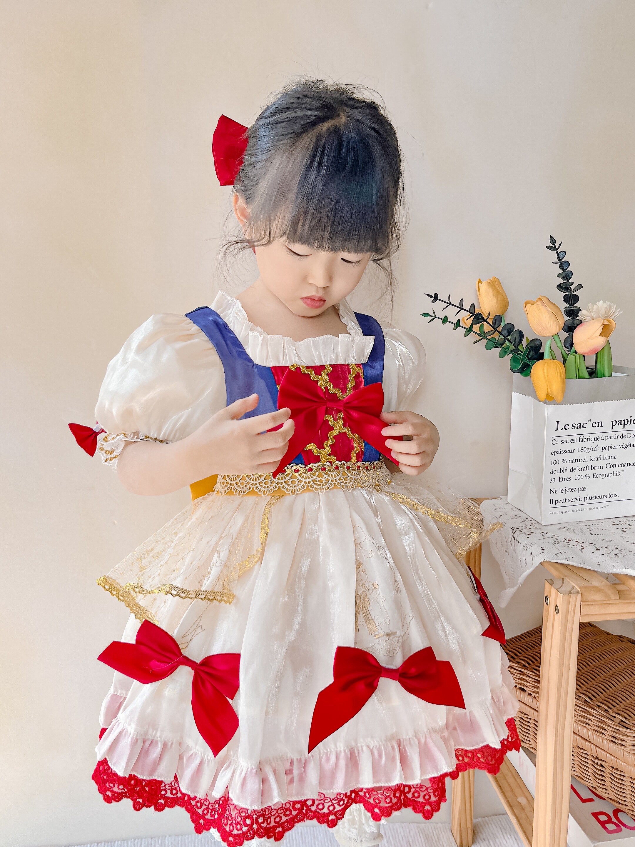 女童洛丽塔lolita裙子儿童夏装白雪公主裙女宝生日周岁礼服连衣裙