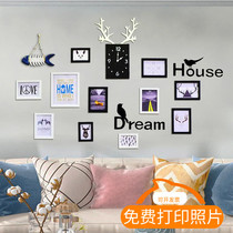 Photo Wall combination creative washing photos made into photo frame hanging wall decoration self-pasting Net red Mediterranean no hole painting