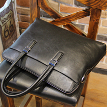 Leather briefcase mens business handbag work bag single shoulder hand-held messenger bag mens bag 2020 new trend
