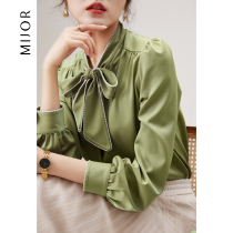 MIJOR (goddess shirt) delicate floating with design back pressure pleats not to be fat temperament shirt female blouse spring