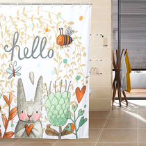 Shower curtain set Punch-free thickened waterproof curtain Bathroom curtain Bathroom shower curtain partition curtain cloth