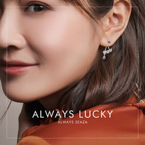 Xia diamond earrings female white 18K Gold Ruby a pair of exquisite real diamond earrings commemorative day to send wife