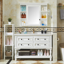 American oak bathroom cabinet Bathroom washbasin cabinet Combination washstand Floor-to-ceiling solid wood country washbasin bath cabinet
