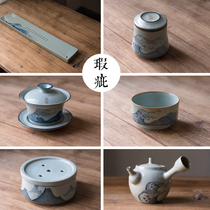 Shengshan Autumn Water antique Chinese handmade ceramic bowl tea cup teapot tea tea cup teapot tea cup dry bubble plate defect treatment