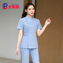 Beijing fluttering nurse suit split set short sleeve white ICU room nurse uniform dental suit oral suit
