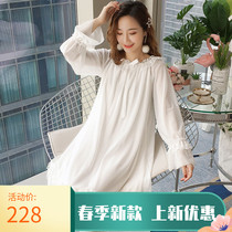 Tide brand nightdress female spring and autumn ins ice silk cute fairy doll clothes sexy pajamas cotton princess style long nightdress