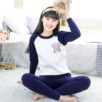 Warm clothes female padded velvet set of students Cotton Girls Junior High School High School Children base thermal underwear set
