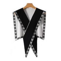 21 Spring and Autumn Korean cashmere knitted shawl double-sided shoulder high-end jacquard H-letter neck shoulder multifunctional