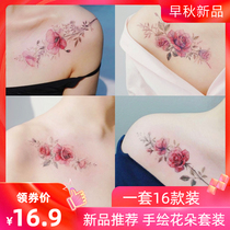 ins wind flower tattoo sticker Waterproof female long-lasting simulation Bana pattern net red sexy clavicle flower arm sticker