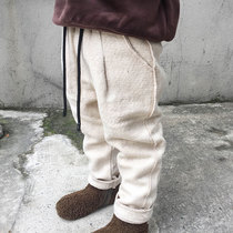 Pears small idle childlike coulter thicken thickened pure color pants baby Winter casual long pants