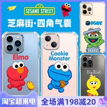 Tidal Sesame Street iphone13 mobile phone shell pro cute Japan-ROK max Apple 12 Anti-fall transparent protective sleeve woman