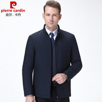 Pilkadan winter new stand-up collar jacket cotton clothes solid color warm middle-aged father cotton coat jacket mens clothing