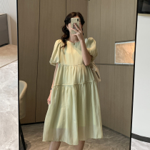 Pregnant woman dress with dress for summer Fashion style Summer thin and new Temperament Fairy Skirt Big Code Loose Pregnant Woman Skirt