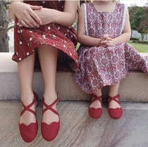 Milk dads Home Australia small crowdLS new girl cross with princess Single shoe magic sticker Baotou leather shoes