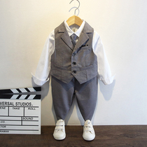 Boy suits suit handsome English Renren babys gown childrens spring dress Little West suit Korean version of the dress
