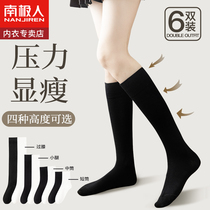 Pressure thin leg sock female spring and autumn pure cotton long cylinder semi-cut cylinder jk sock summer black