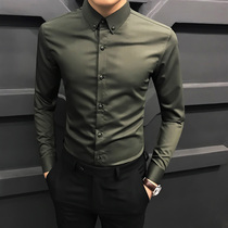 Fugui Bird Mens new long sleeve shirt Korean slim solid color high-end non-iron casual business trend shirt