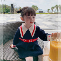 Fall in love with pretty girl girl dress 2021 new spring dress childrens foreign style princess dress baby Korean knitted skirt