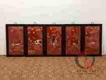 Old porcelain plate painting in the countryside (Lang Shining) master works mahogany inlaid porcelain plate painting