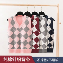 Autumn clothing male and female V collar knit vest 6 Han version 15 years 10 Childrens clothes 2021 new elementary school children pure cotton waistcoat