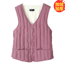 Down cotton waistcoat female 2021 in autumn and winter plus velvet padded middle-aged and elderly mothers waistcoat warm inside vest close to the skin