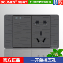 International electrician 118 type concealed silver dark gray combination switch socket panel two position one open single five hole socket