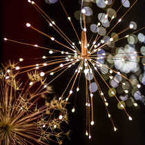 Explosion fireworks lights led copper wire lights String starry ins Star lights Solar decorative lights Outdoor garden hanging lights