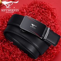 Seven wolves leather belt male leather belt automatic buckle minimalist Tide Card Fashion Casual Pants with young people upscale