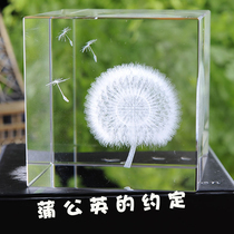 Dandelion crystal ornaments cube plant specimen birthday graduation season gift souvenir male send teacher classmates