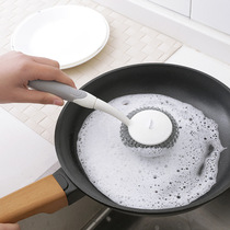 Decontamination long handle steel wire ball washing pan brush domestic kitchen stainless steel cleaning ball sink hearth brush pot cleaning brush
