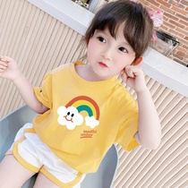 Girl T-shirt short sleeve summer dress new Korean edition loose childrens tops baby fashion ocean small middle child clothing tide