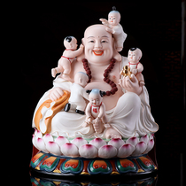 Boutique Delta porcelain five-son Mailing Buddha statue Laughing Buddha Craft Gift Living Room