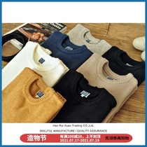 Dip sauce retro crew neck sweater 2019 new knitted sweater slim literary fashion pullover sweater solid color