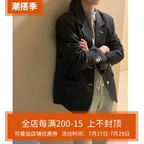 Retro Suit Jacket Woman Han Version Loose Casual Superior Temperament Grey Lady Little West Suit Blouse Women Wave