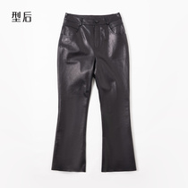 Micro horn leather pants womens leather autumn and winter 2021 new semi-tanned sheep leather high waist slim casual long pants