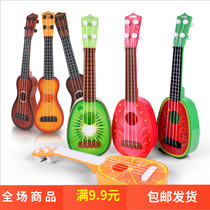 Childrens early education Music toys can play simulation ukulele fruit guitar toys wholesale stall hot sale