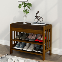 Shoe change stool solid wood can sit at the end of the bed long shoe cabinet Nordic entrance wear shoe rack economic household storage