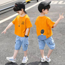 Korean childrens clothing boys summer suit 2021 summer new childrens foreign sports handsome two-piece jacket