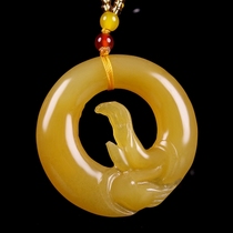 Drain the full yellow bestselling Buddha hand Yunnan dragon mausoleum Huanglongyu < guard > pendant