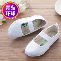 Kindergarten white shoes Children canvas shoes Girls shoes Boys indoor shoes Students simple gymnastics shoes Low-top sneakers