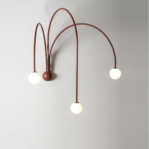 Nordic modern minimalist red living room lamp Villa gallery unique design background wall bedroom study line wall lamp