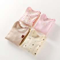 Autumn and Winter Childrens boys and girls baby Japanese cotton base shirt long sleeve jacket thermal underwear home pajamas