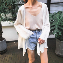 Tencel sunscreen cardigan womens thin summer 2021 New Korean lazy air conditioning shawl sunscreen shirt top