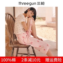 Three guns Xinjiang cotton family pants womens Capri pants summer new cotton printing pajama pants tether cotton Womens Home pants