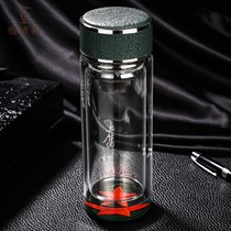 Gift double glass filter tea cup male heat-resistant thick water Cup personality business Crystal Cup
