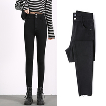 High waist Black Jeans Woman big code Female dress Fat MM Thin Foot Pants 2022 Summer thin Pencil Pants