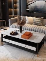 Nordic rock board tea table simple modern marble TV cabinet combination living room small apartment light luxury tea table rectangular